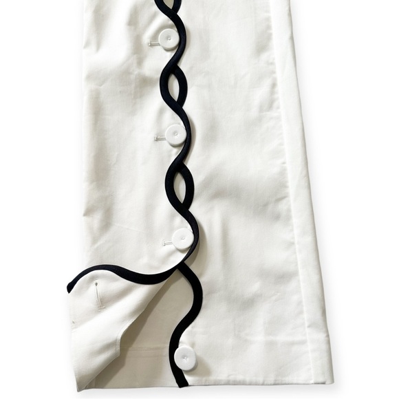 New with Tag, SARA BATTAGLIA Contrast-trim Wave Trousers In White, Size 36 IT - Picture 12 of 16